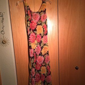 Reversible 2 in 1 Maxi Dress Pink Yellow Flowers S